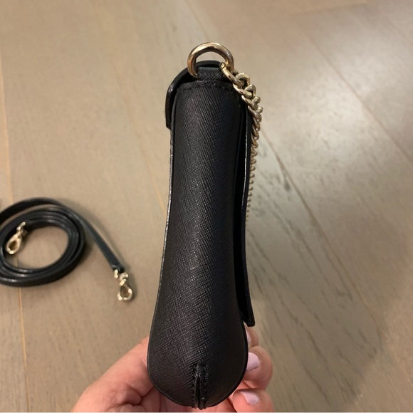 Kate Spade Black Leather Purse with Gold Chain & Black Leather Crossbody Strap - Picture 8 of 16